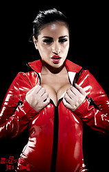 Red PVC Catsuit and Whip - Photo #16