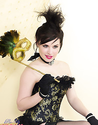 Heavenly brunette model in corset and black seamed stockings teases you. - Photo #1