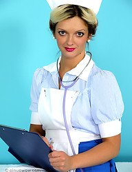 Saucy blonde Nurse Zuziana raises your temperature as she performs a sexy striptease from her uniform. - Photo #2