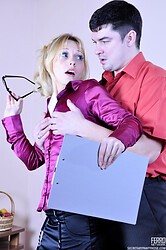 New boss craved office manager Blanch's sweet wet office pantyhose pussy - Photo #2