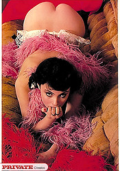 This nasty retro brunette girl playing with this big dildo - Photo #2