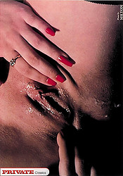 This nasty retro brunette girl playing with this big dildo - Photo #12