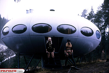 Amazing retro spacecraft threesome sex story with two ladies - Photo #1