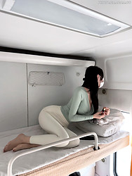 Big tit asian girl in pantyhose get naked in the train - Photo #8