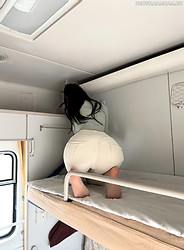 Big tit asian girl in pantyhose get naked in the train - Photo #9