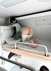 Asian girl in pantyhose anal play in a train - Photo #13