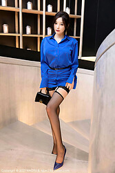 Hot asian office girl in black stockings and high heels - Photo #6