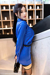 Hot asian office girl in black stockings and high heels - Photo #11