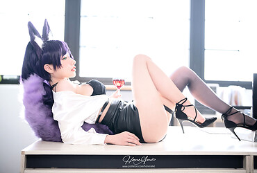 Sexy asian cosplay girl in stockings and heels - Photo #14
