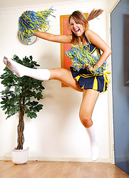 Cheerleader Katie-Kay takes off her panties and fucks her pussy with her dildo - Photo #8