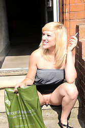 Three college cuties sneakily lift their tops for free boob shows - Photo #4