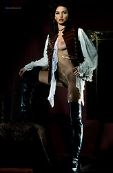 Sabrina's hot boobs and bushy beaver take center stage in this vintage tease - Photo #1