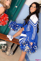 Cheerleaders Candice Collyer and Fiona G strip down in the locker room together. - Photo #9
