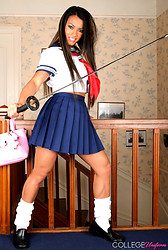 Jewel peels off her top while her soaked panties peek from beneath that short skirt - Photo #2