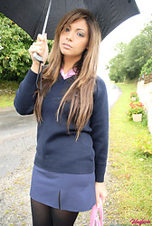 College cutie Samantha ditches her bra under that umbrella - Photo #1