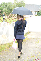 College cutie Samantha ditches her bra under that umbrella - Photo #5