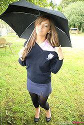 College cutie Samantha ditches her bra under that umbrella - Photo #19