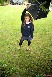 College cutie Samantha ditches her bra under that umbrella - Photo #20