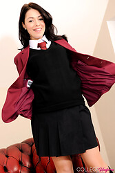 Ava's sweet schoolgirl skirt comes sliding down, flashing that plump young ass - Photo #6