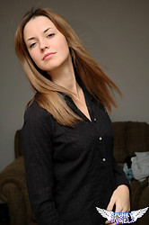 Pretty young Amy Spunky teases in black lingerie while posing on her bedroom floor - Photo #4