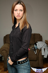 Pretty young Amy Spunky teases in black lingerie while posing on her bedroom floor - Photo #5