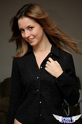 Pretty young Amy Spunky teases in black lingerie while posing on her bedroom floor - Photo #7