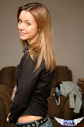 Pretty young Amy Spunky teases in black lingerie while posing on her bedroom floor - Photo #8