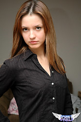 Pretty young Amy Spunky teases in black lingerie while posing on her bedroom floor - Photo #12