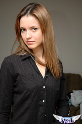 Pretty young Amy Spunky teases in black lingerie while posing on her bedroom floor - Photo #13