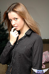 Pretty young Amy Spunky teases in black lingerie while posing on her bedroom floor - Photo #15