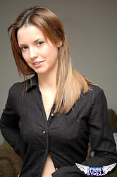 Pretty young Amy Spunky teases in black lingerie while posing on her bedroom floor - Photo #18