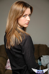 Pretty young Amy Spunky teases in black lingerie while posing on her bedroom floor - Photo #19