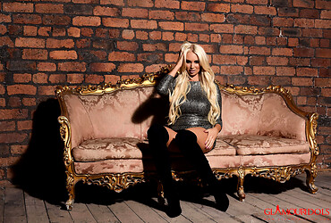 Cara Brett showing off those killer legs in silky thigh-highs and a glittering mini dress - Photo #1