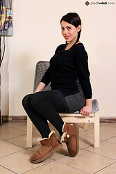 Petra stretches those toned legs and peels down her nylon pantyhose - Photo #4